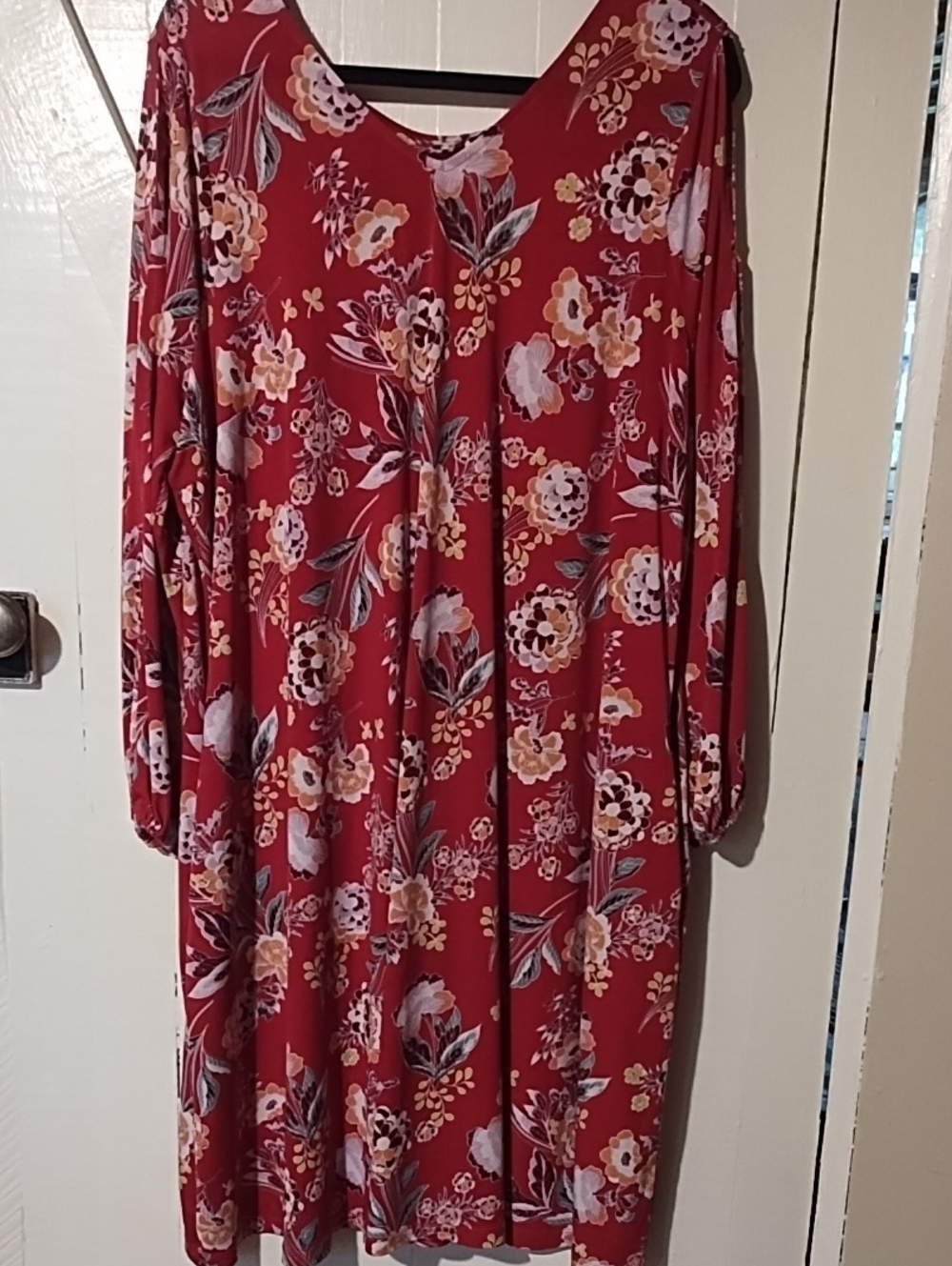 Simply Emma Floral Dress With Long Cold Shoulder Sleeves 2X EUC.